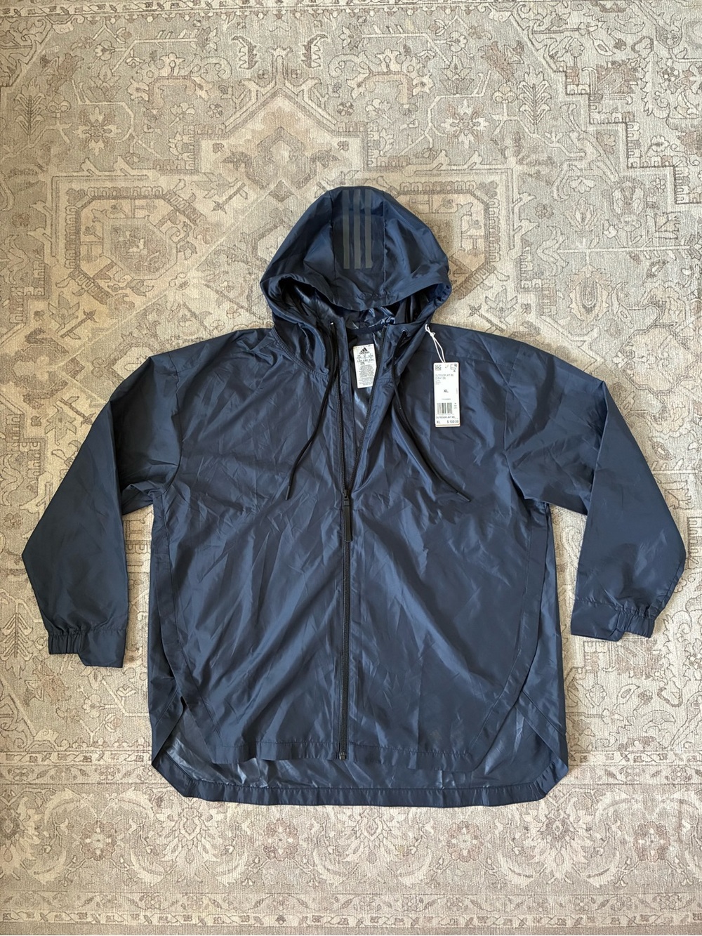 adidas Navy Hooded Windbreaker Jacket (Men’s XL)